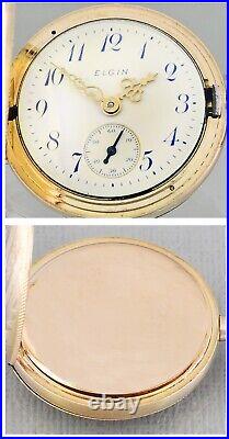 Antique ELGIN Rose Gold Hunter Pocket Watch Size 0s 1910 Near Mint