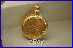 Antique ELGIN pocket watch c 1887 14 k solid gold engraved case hunter