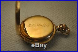 Antique ELGIN pocket watch c 1887 14 k solid gold engraved case hunter