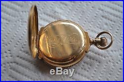 Antique ELGIN pocket watch c 1888 14 k solid gold engraved case hunter