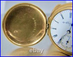 Antique Elgin 14K GF Tri Color Fahy's Caduceus Full Hunter Pocket Watch