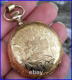 Antique Elgin 14k Gold Filled 25 Year Case Model 4 15j Grade 96 Pocket Watch lad