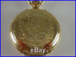 Antique Elgin 16s 1885 pocket watch. Richly decorated gold filled Hunter case