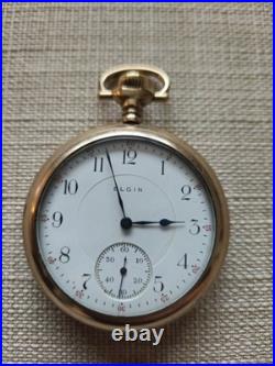 Antique Elgin 17 Jewel Double Roller Pocket Watch Runs B&B Royal Case