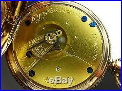 Antique Elgin 18s Beautiful solid gold Hunter's case Rail Road pocket watch 1885