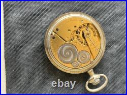 Antique Elgin 7 Jewel Open Face Pocket Watch Silveroid Case Running 1910s