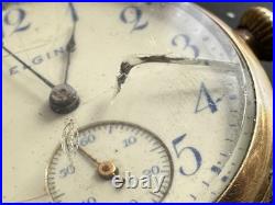 Antique Elgin Gold Filled Engraved Case Trench Watch Parts or Repair