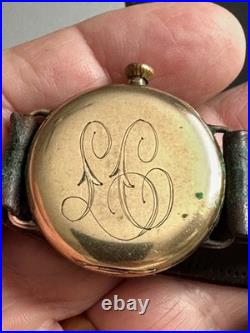 Antique Elgin Gold Filled Engraved Case Trench Watch Parts or Repair