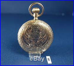 Antique Elgin Mens Pocket Watch 14 K Hunter Case Engraved Yr. 1888