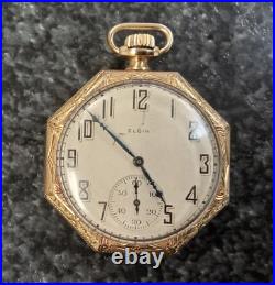 Antique Elgin Model 3 Grade 303 7j Size 12s Octagon Case Pocket Watch JJ406
