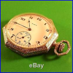 Antique Elgin National Pocket Watch Hex Case Special S/N 20640670 Ca. 1917