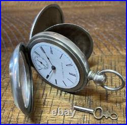 Antique Elgin Natl Watch Co. Key Wind Pocket Watch Silveroid Triple Case 2734119