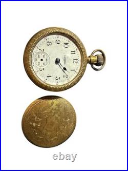Antique Elgin Pocket Watch Gold Filled Floral Engraved Hunter Case Made in USA