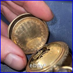Antique Elgin Pocket Watch Hunting Grade 95 6s 7j 1891 Class 52 RARE Case 14K GP