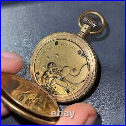 Antique Elgin Pocket Watch Hunting Grade 95 6s 7j 1891 Class 52 RARE Case 14K GP