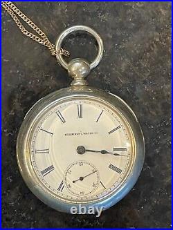 Antique Elgin Pocket Watch Mfg 1887, Grade 97, 18S, 7J, Silver Case, Working