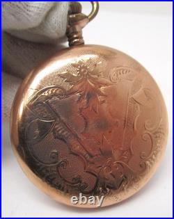 Antique Elgin Pocket Watch Runs with Fancy Enameled Dial Gold Filled Case Runs