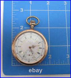 Antique Elgin Pocket Watch Runs with Fancy Enameled Dial Gold Filled Case Runs