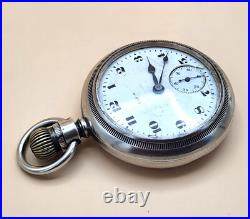 Antique Elgin Pocket Watch Swing Out Sterling Silver Case 18 Size Ca. 1921