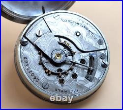 Antique Elgin Pocket Watch Swing Out Sterling Silver Case 18 Size Ca. 1921