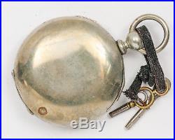 Antique Elgin Pocketwatch Key Wind Key Set 18s withSilver Case & Thick Crystal