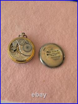Antique Elgin in Wadsworth Platold two tone pocket watch case, Works Good