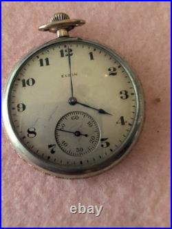 Antique Elgin in Wadsworth Platold two tone pocket watch case, Works Good