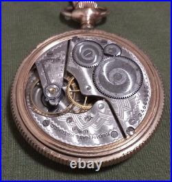 Antique Elgin pocket watch with gold plated case. 51mm /26/