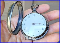 Antique English Fusee Pocket Watch Sterling Pair Case Clarkson Liverpool 19thC