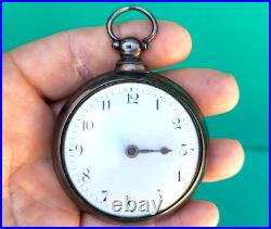 Antique English Fusee Pocket Watch Sterling Pair Case Clarkson Liverpool 19thC