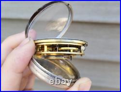 Antique English Fusee Pocket Watch Sterling Pair Case Clarkson Liverpool 19thC