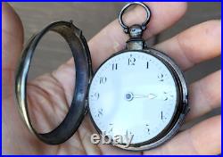 Antique English Fusee Pocket Watch Sterling Pair Case Clarkson Liverpool 19thC