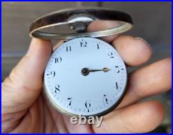 Antique English Fusee Pocket Watch Sterling Pair Case Clarkson Liverpool 19thC