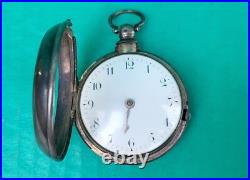 Antique English Fusee Pocket Watch Sterling Pair Case Clarkson Liverpool 19thC