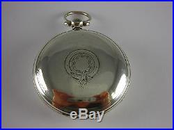 Antique English verge fusee key wind pocket watch with silver Hunter's case 1868