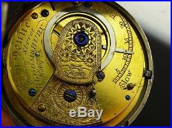 Antique English verge fusee key wind pocket watch with silver Hunter's case 1868