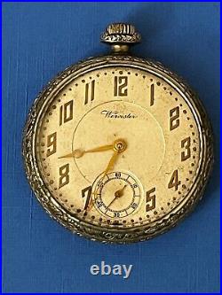 Antique Famous Pocket Watch Case 14k White Gold Filled Worcester Movement