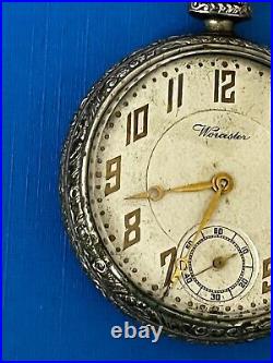 Antique Famous Pocket Watch Case 14k White Gold Filled Worcester Movement