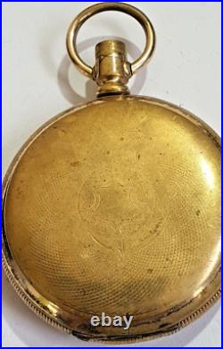 Antique Fob Fusee Pocket Watch Case Double Hunter Gold Plate Puritan Sn# 336950