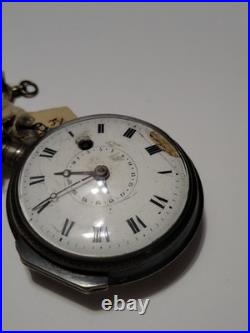 Antique French/Swiss Verge Fusee Key-Wind Calendar Pocket Watch Silver Case