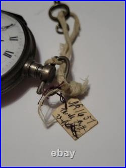 Antique French/Swiss Verge Fusee Key-Wind Calendar Pocket Watch Silver Case