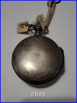 Antique French/Swiss Verge Fusee Key-Wind Calendar Pocket Watch Silver Case