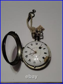 Antique French/Swiss Verge Fusee Key-Wind Calendar Pocket Watch Silver Case