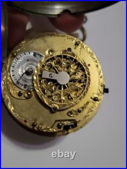 Antique French/Swiss Verge Fusee Key-Wind Calendar Pocket Watch Silver Case