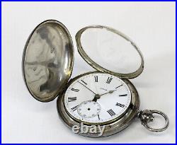 Antique Fusee Pocket Watch With Sterling Silver Hunt Case AA21-101
