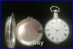 Antique Fusee Sterling Silver Pocket Watch JA Murray Liverpool, Pair Case