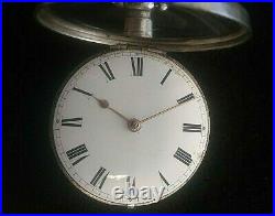 Antique Fusee Sterling Silver Pocket Watch JA Murray Liverpool, Pair Case