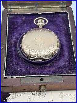 Antique GOLD FILLED Pocket Watch Elgin 1903 In Wood Case RUNS Inside Dedication