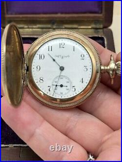 Antique GOLD FILLED Pocket Watch Elgin 1903 In Wood Case RUNS Inside Dedication