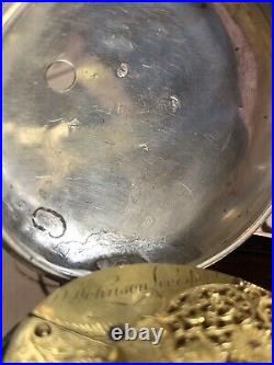 Antique Georgain Silver Verge Fusee Pair Cased Pocket Watch Working